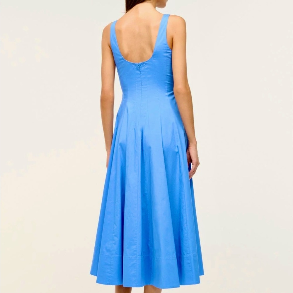 NWT Staud Wells Midi Dress Cornflower 🌟 Very Rare 🌟 - Picture 5 of 14
